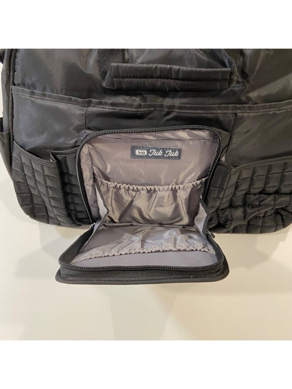 Lug Black Quilted Tuck Tuk diaper bag or Carry All Bag W/ Multiple Compartments - Picture 6 of 16